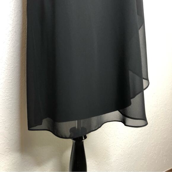Erin Fetherston black sheer silk overlay one shoulder red strap dress size 6 - Picture 3 of 15